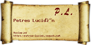 Petres Lucián névjegykártya