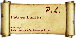 Petres Lucián névjegykártya